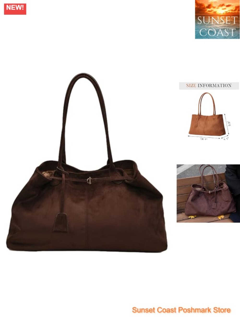 Suede Slouchy Shoulder Bag Large Capacity Vintage Tote